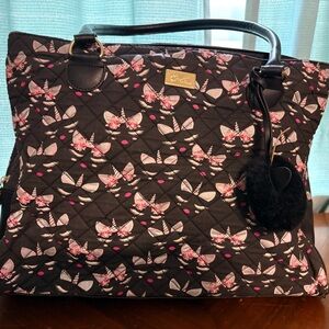 Betsey Johnson Quilted Unicorn Overnight Bag with Pom-Pom